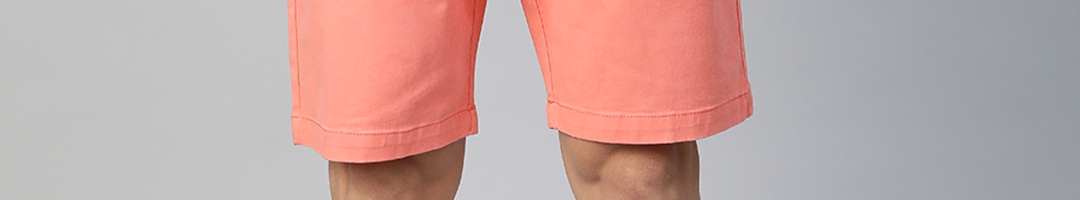 Buy Marks & Spencer Men Coral Pink Solid Regular Fit Chino Shorts ...