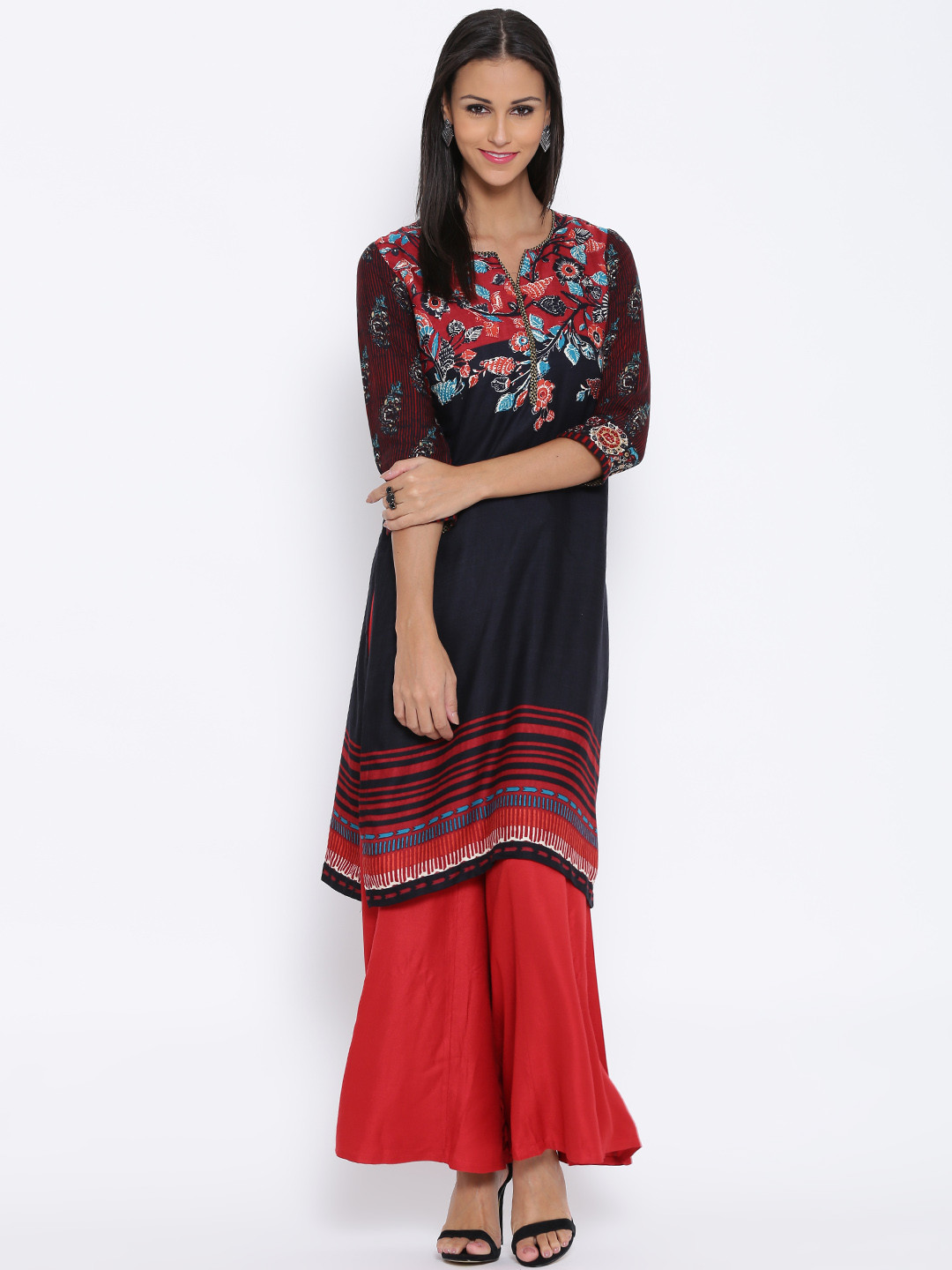 Buy BIBA Black Kalamkari Print Kurta Kurtas for Women 1352885 Myntra