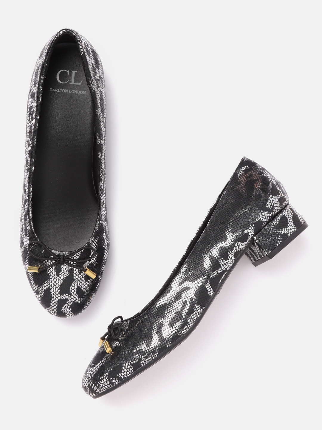 black snakeskin flats