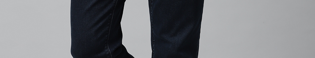 Buy Marks & Spencer Men Navy Blue Slim Fit Mid Rise Clean Look ...