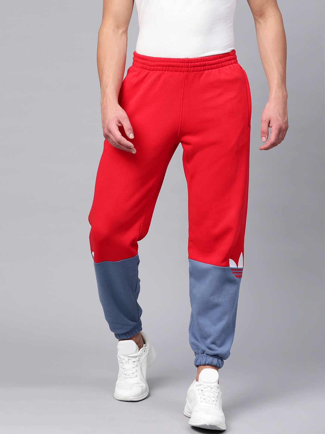 Buy ADIDAS Originals Men Red & Blue Colourblocked Adicolor Sliced Trefoil Sweat Pants - Track 