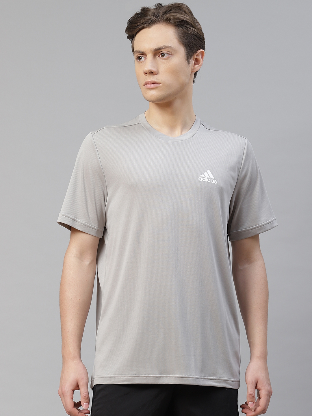 Buy ADIDAS Men Grey PL Solid Training T Shirt - Tshirts for Men ...