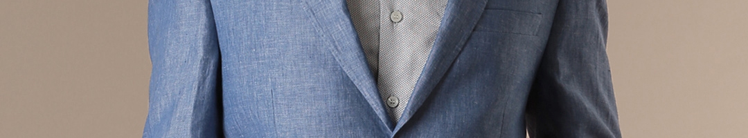 Buy Louis Philippe Blue Linen Ultra Fit Single Breasted Blazer - Blazers for Men 1353933 | Myntra