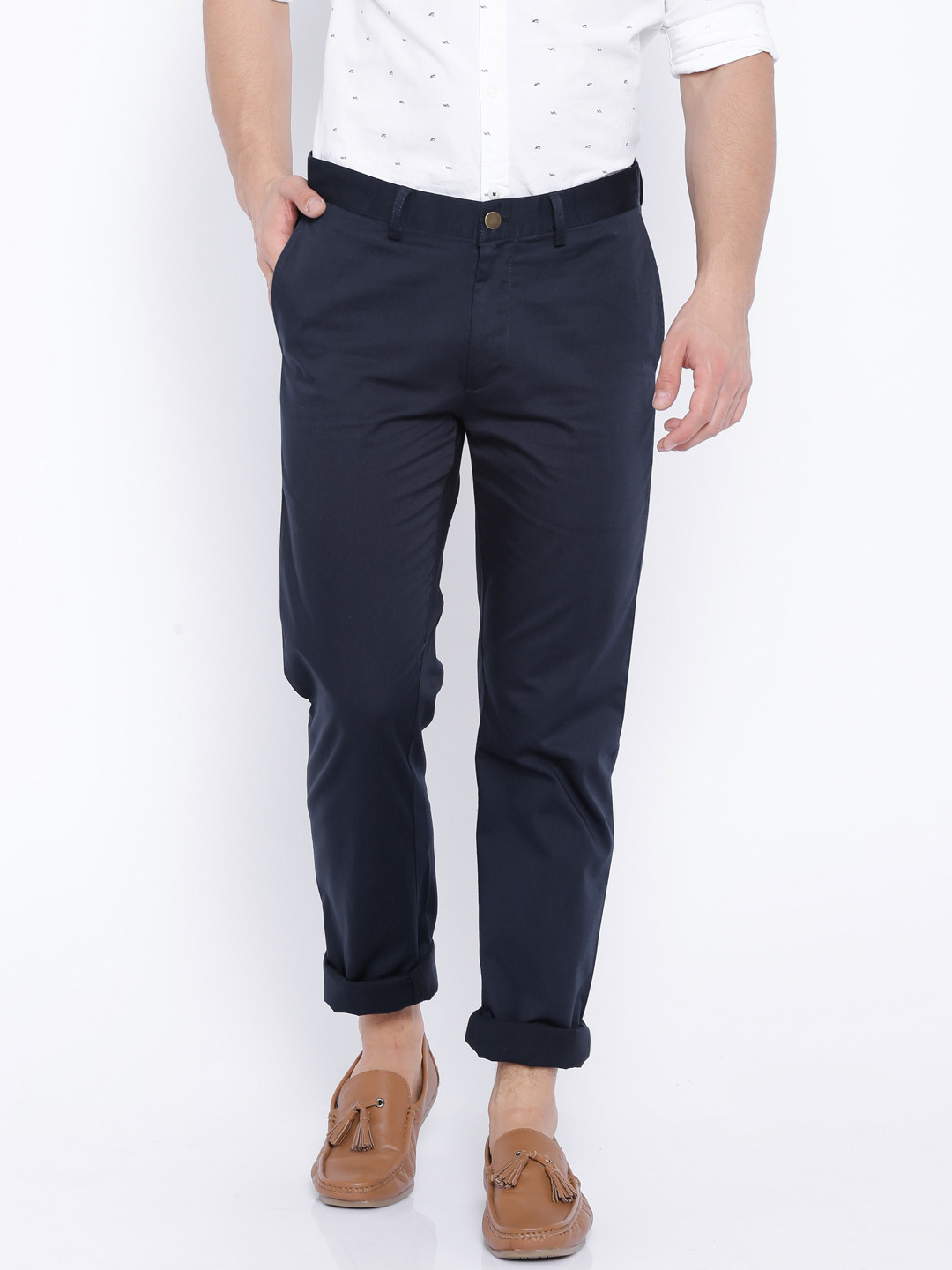 Buy SUITLTD Navy Slim Fit Chino Trousers Trousers for Men 1354910 Myntra