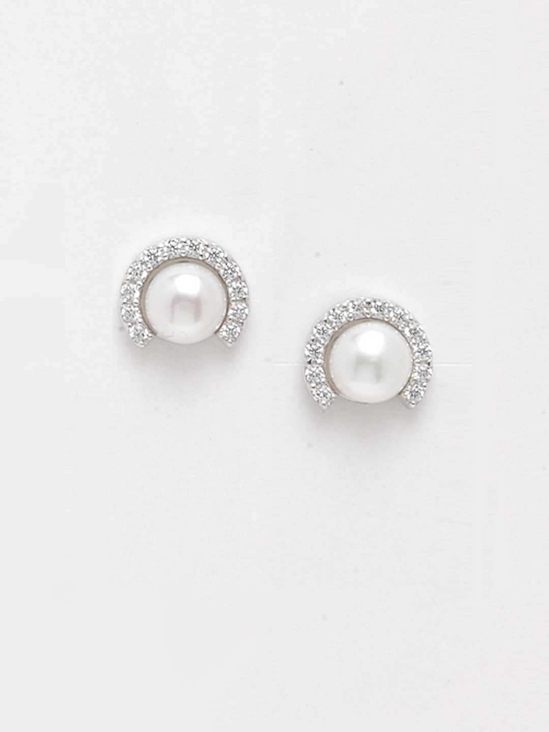 Buy Clara Silver Toned Circular Studs Earrings for Women 13549496
