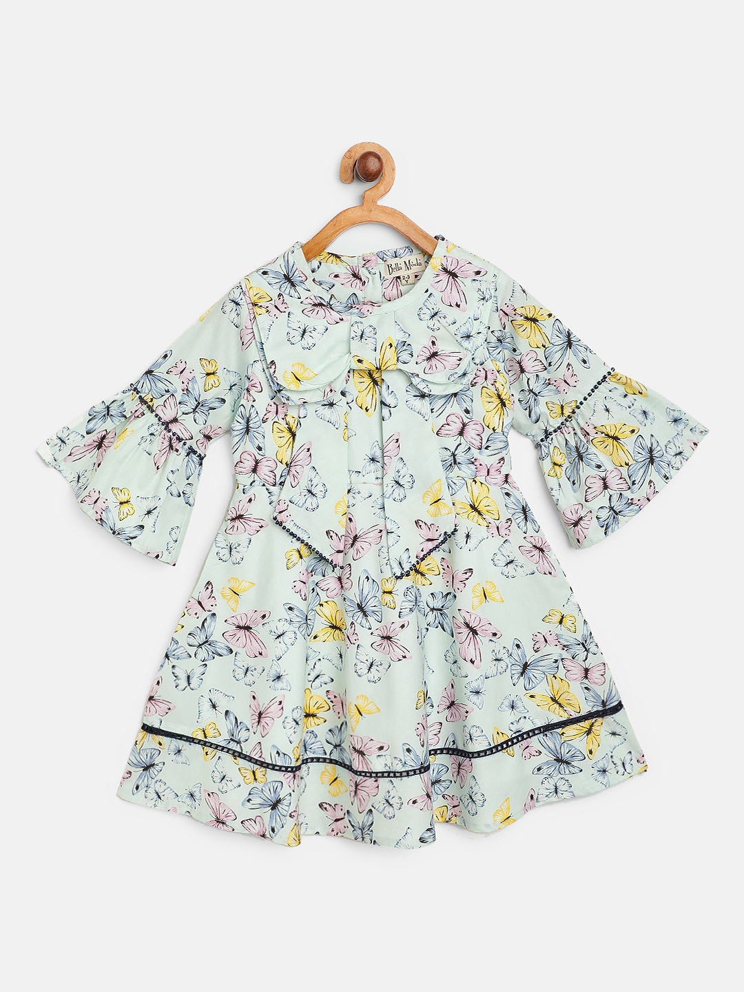 Buy Bella Moda Girls Blue & Pink Butterflies Print A Line Dress ...