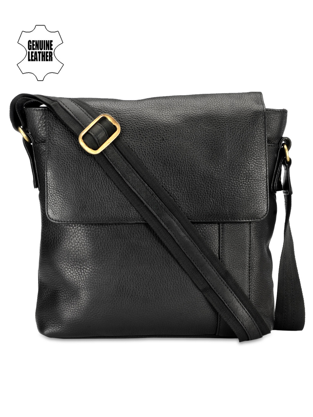 Buy TKWD Leathers Unisex Black Genuine Leather Messenger Bag