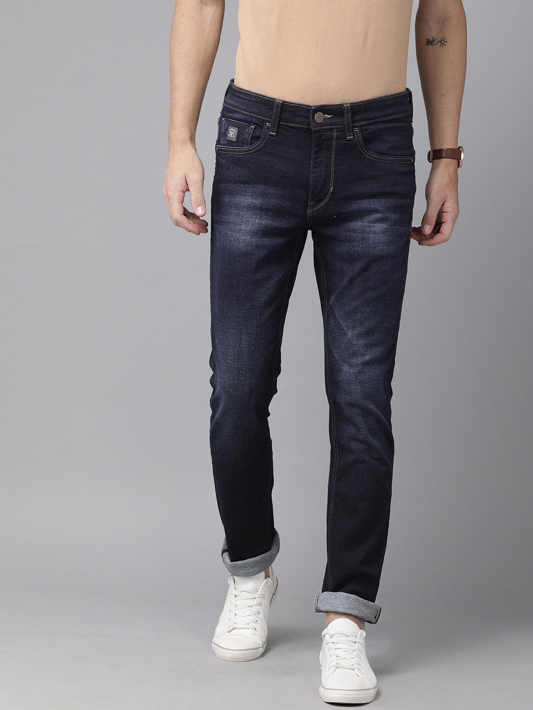 Buy U.S. Polo Assn. Denim Co. Men Navy Blue Skinny Fit Mid Rise Clean ...