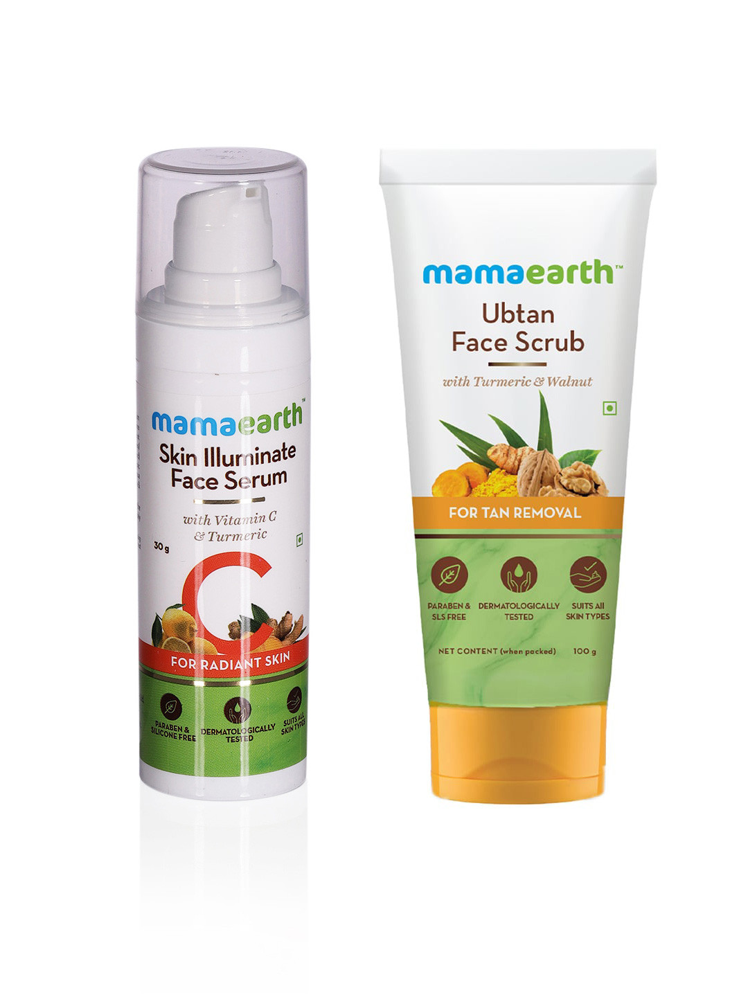 Buy Mamaearth Sustainable Set Of Vitamin C Face Serum & Face Scrub