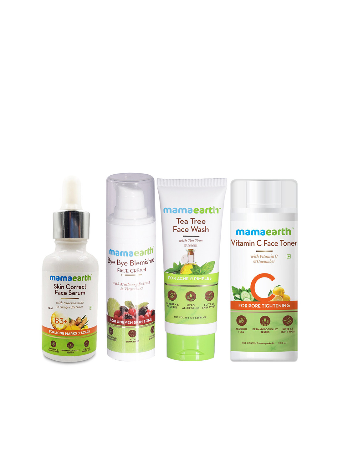 Buy Mamaearth Unisex Set Of Toner, Face Serum, Blemishes Cream & Face