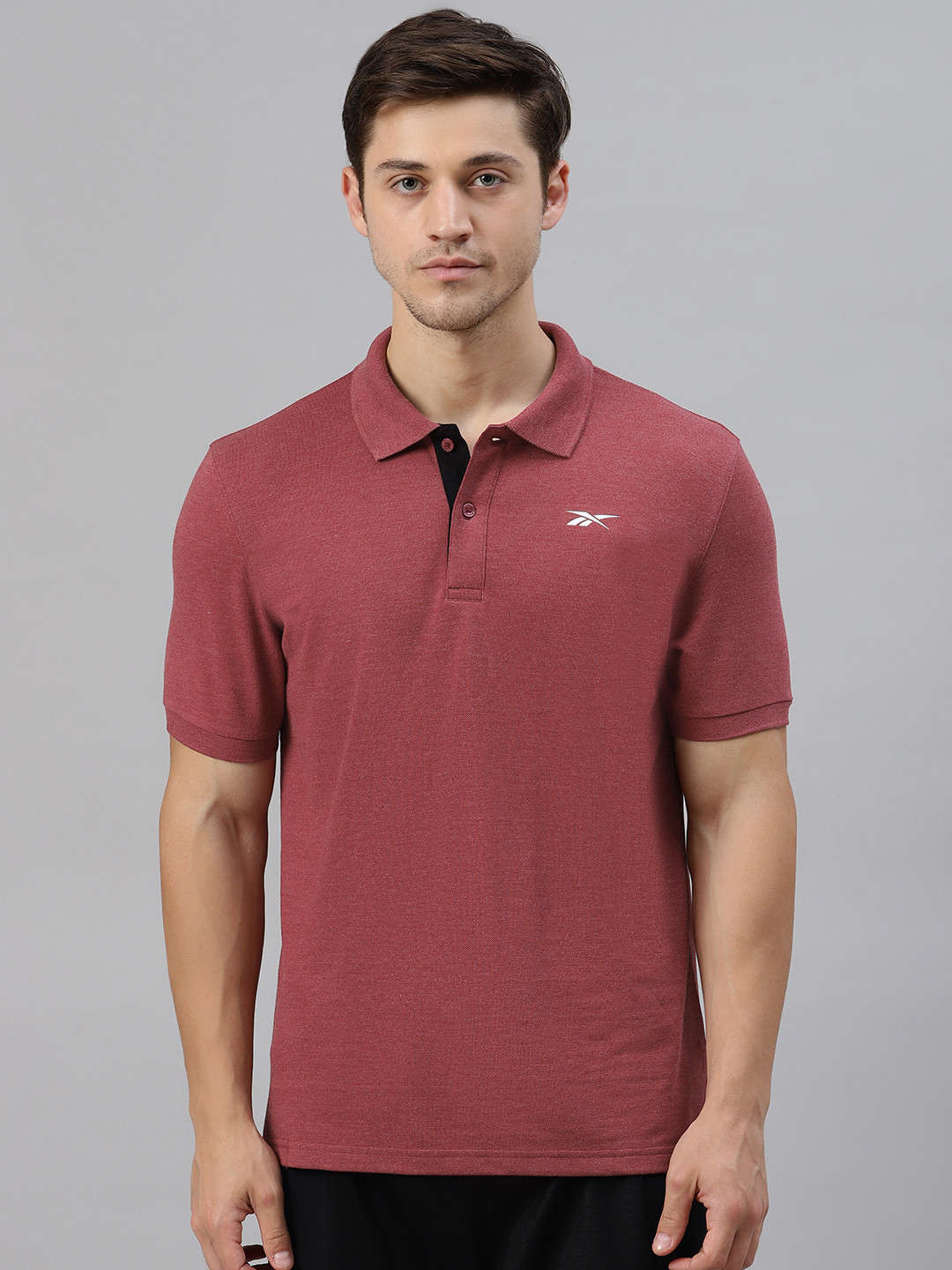 Buy Reebok Men Maroon Solid Foundation Cotton Polo Training T Shirt