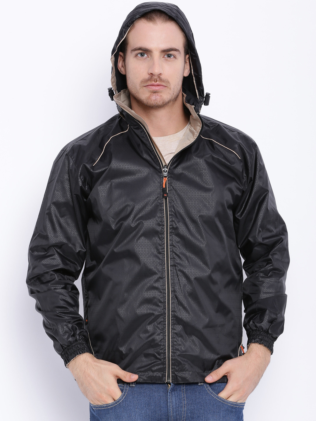Buy Sports52 Wear Black Printed Hooded Rain Jacket Rain Jacket for