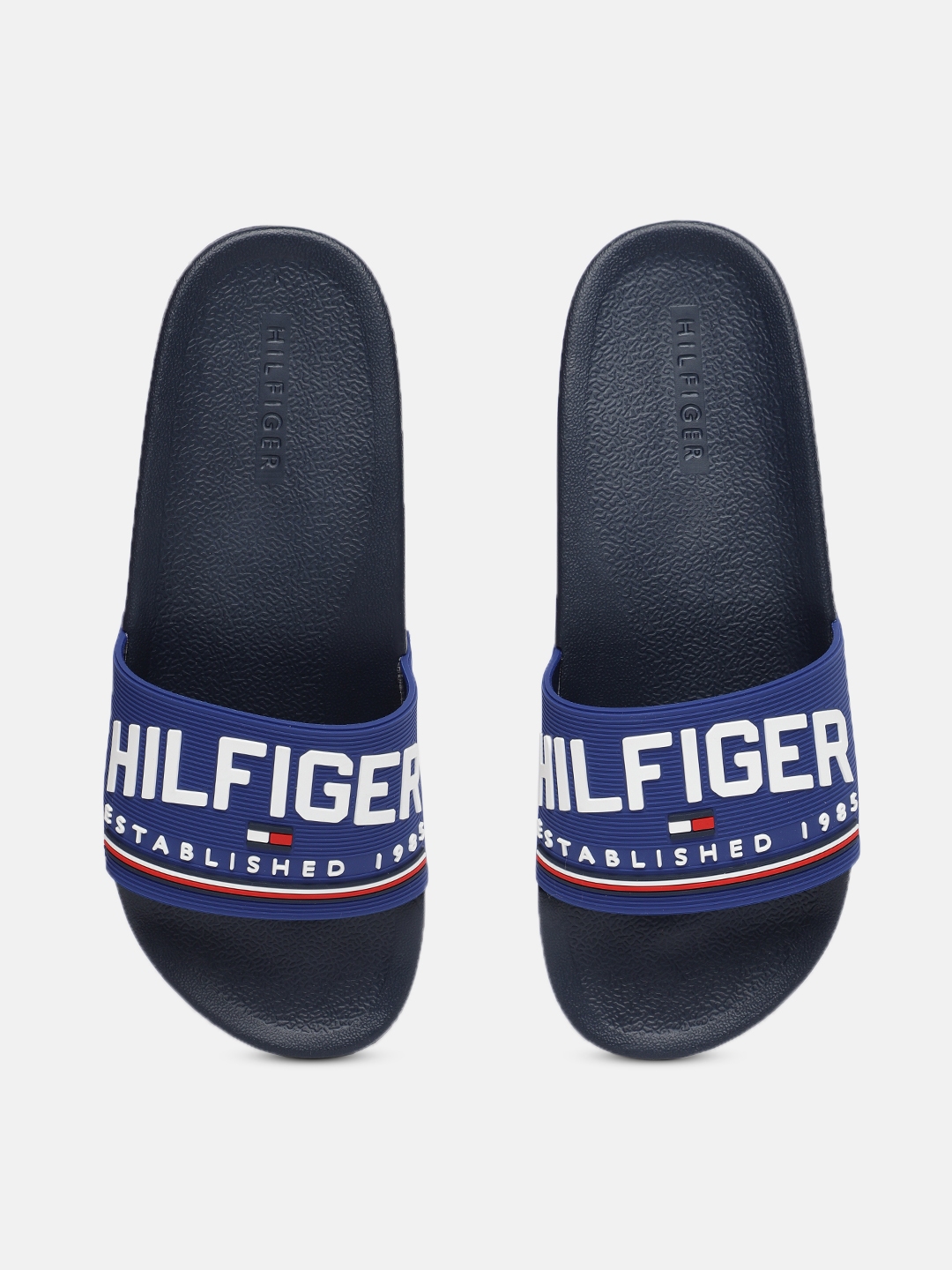 Buy Tommy Hilfiger Men Blue Brand Logo Printed TMELDIN Sliders - Flip ...