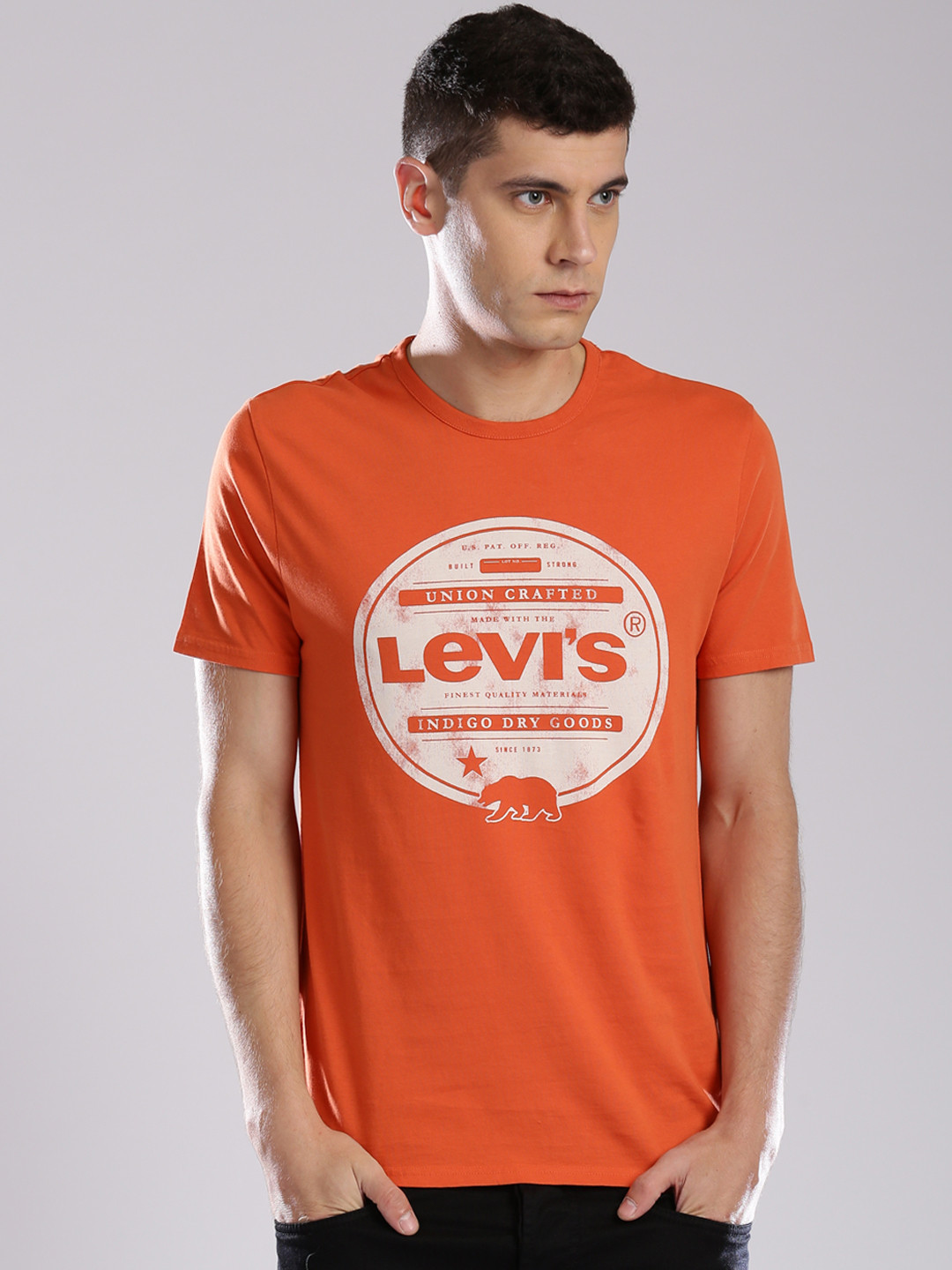 Buy Levis Orange Printed Pure Cotton T Shirt Tshirts for Men 1357438