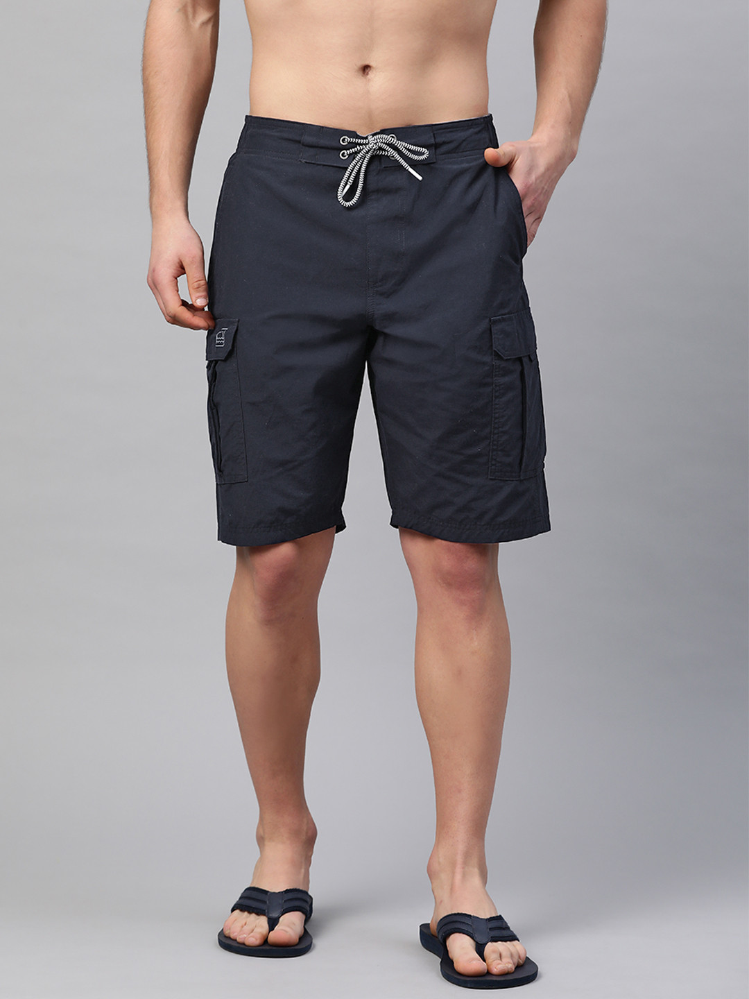 Buy Marks & Spencer Men Navy Blue Solid Sun Smart UPF 50+ Swim Shorts