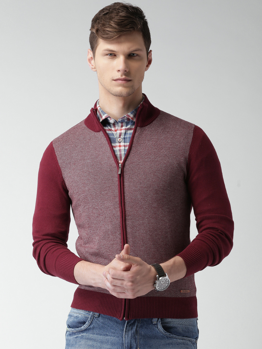 Buy Mast & Harbour Men Burgundy Sweater - Sweaters for Men 1357743 | Myntra
