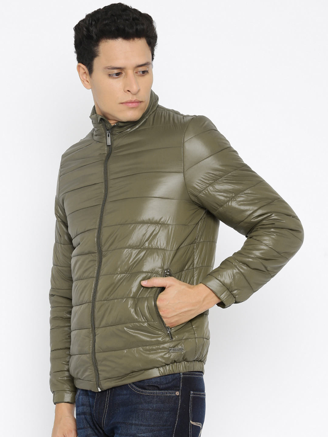 Buy Mast & Harbour Olive Green Puffer Jacket Jackets for Men 1358011
