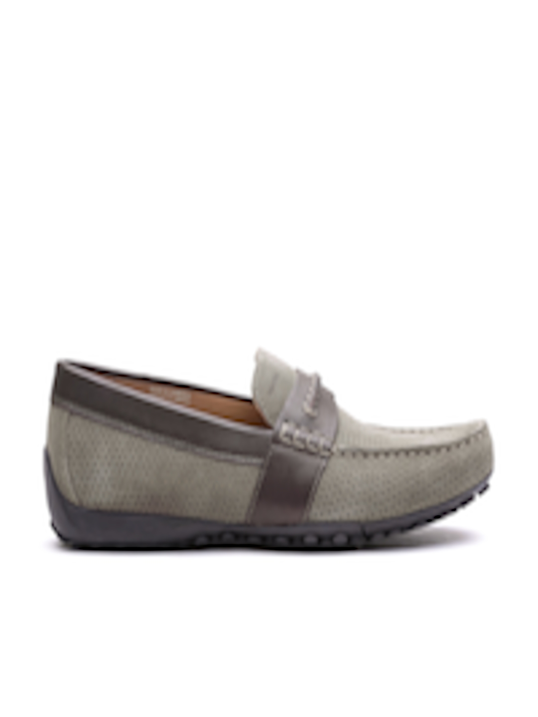 Buy GEOX Respira Men Grey Italian Patent Suede Loafers - Casual Shoes ...