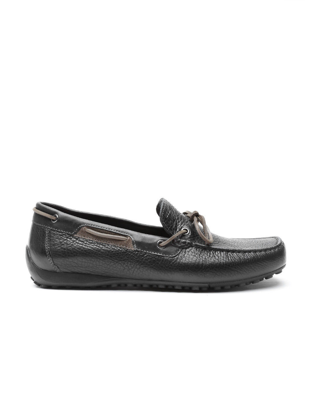 Buy GEOX Respira Men Black Italian Leather Boat Shoes