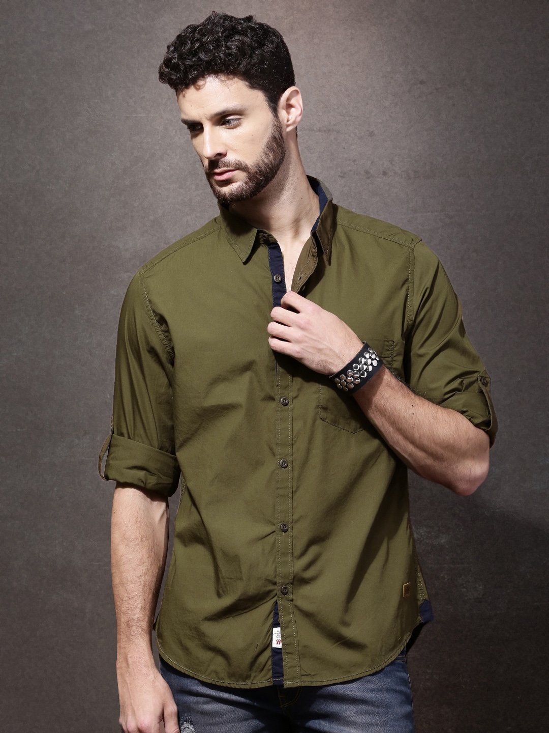 combination with olive green shirt