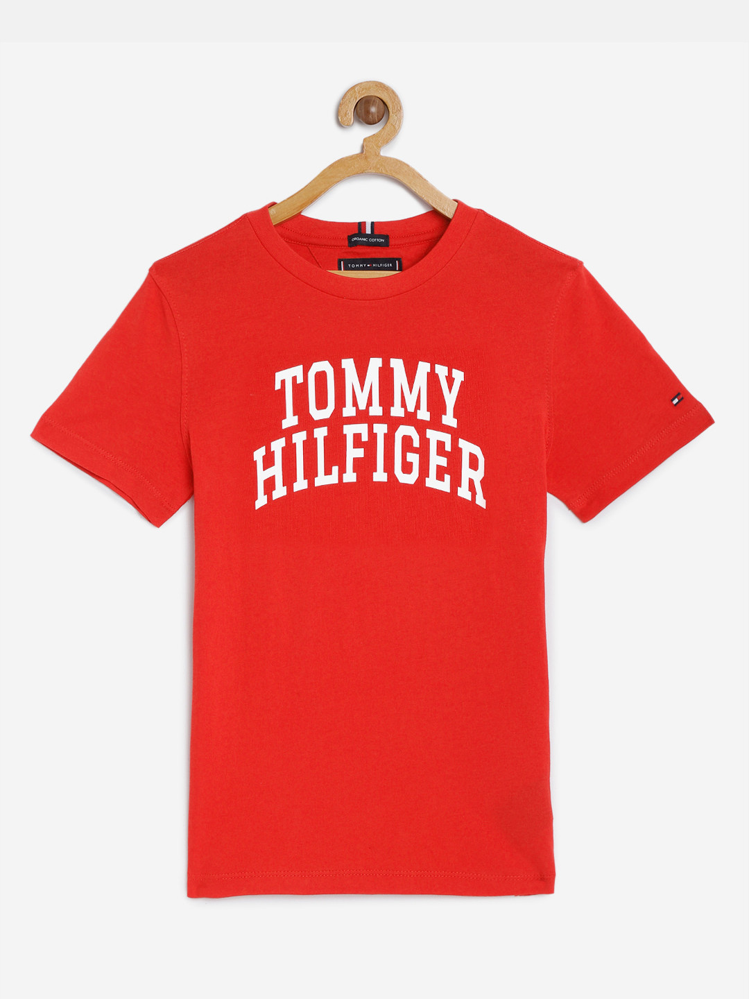 Buy Tommy Hilfiger Boys Red Printed Organic Cotton Round Neck T Shirt
