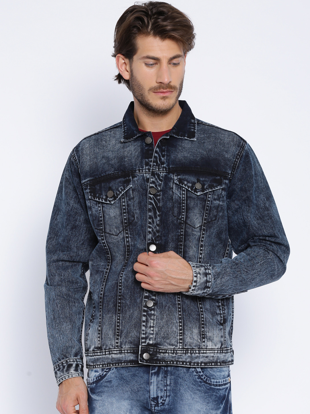 Buy Bandit Blue Washed Slim Denim Jacket Jackets for Men 1359143 Myntra