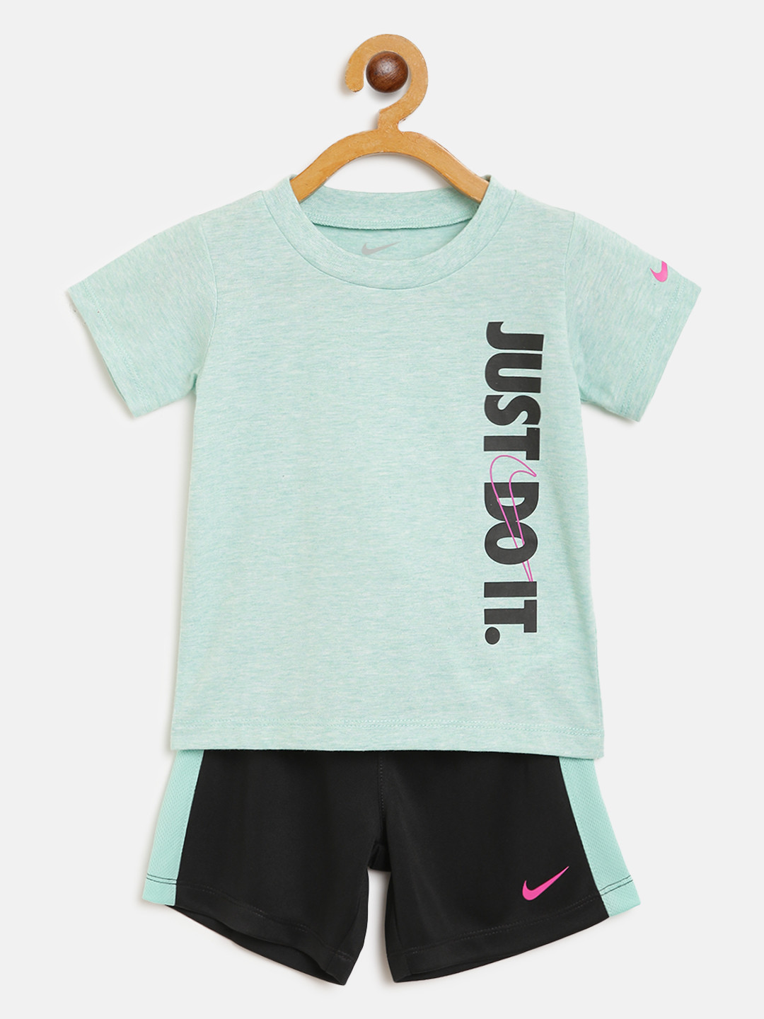 Buy Nike Boys Mint Green & Black JDI Brand Logo Print T Shirt With