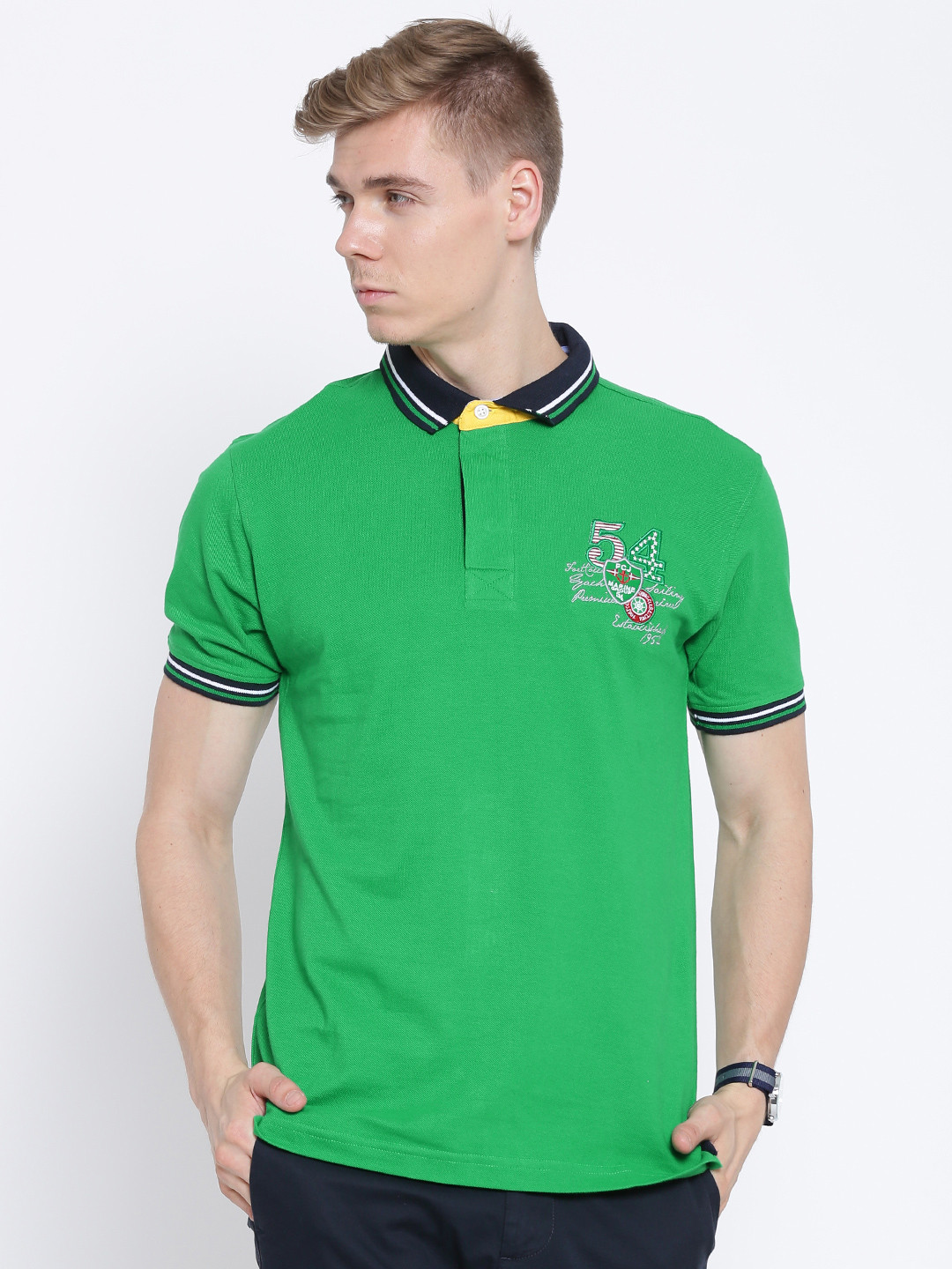 Buy Fort Collins Green Polo Pure Cotton T Shirt Tshirts for Men