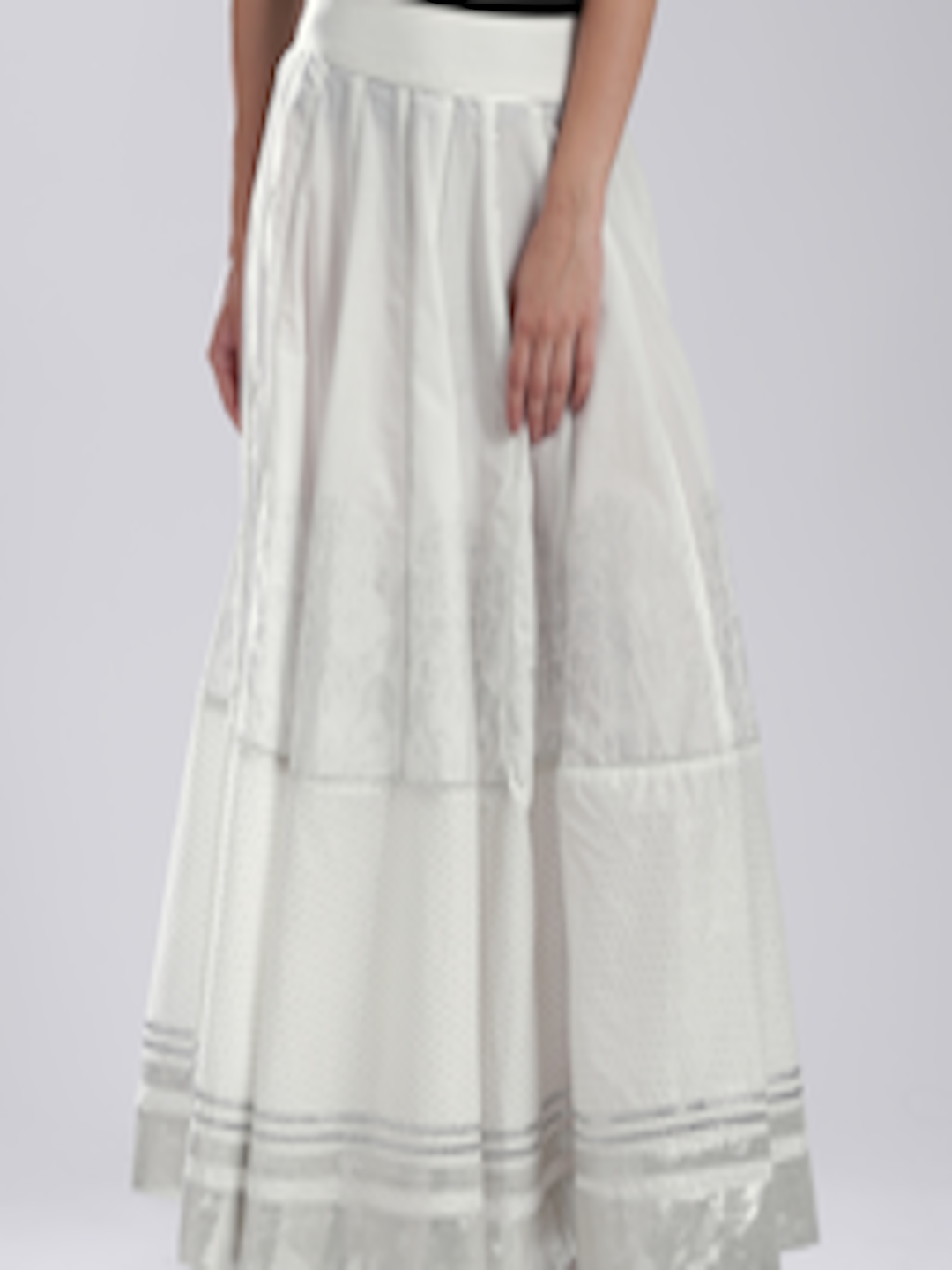 Buy W White Shimmer Flared Maxi Skirt - Skirts for Women 1361046 | Myntra