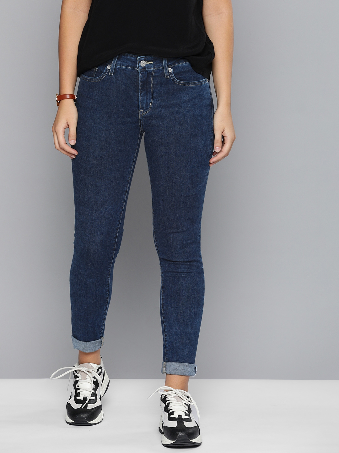 Buy Levis Women Blue 711 Skinny Fit Mid Rise Clean Look Stretchable Jeans Jeans For Women 1009