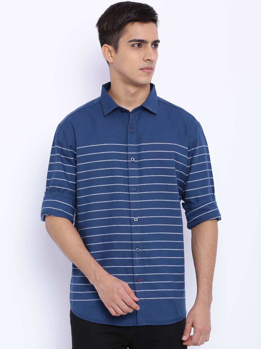 Buy Vivaldi Navy Striped Casual Shirt - Shirts for Men 1362270 | Myntra