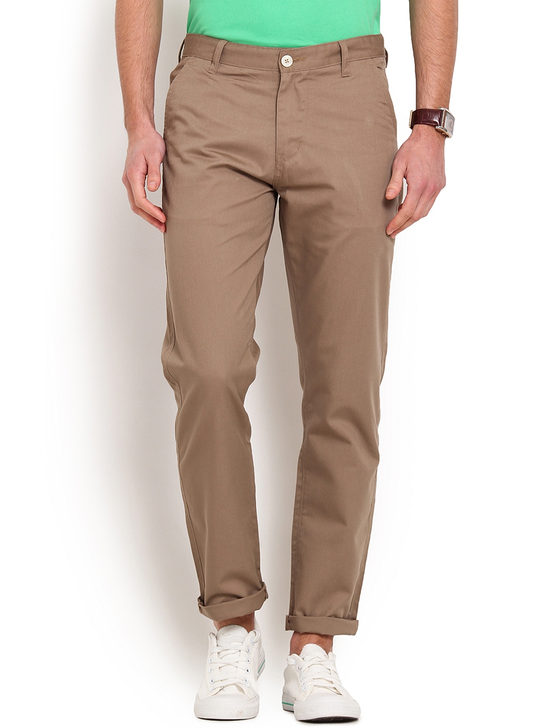 Buy Ennoble Khaki Slim Fit Chino Trousers - Trousers for Men 1362791 ...