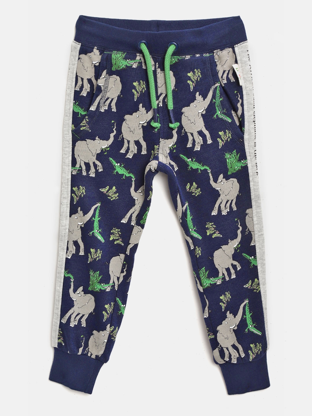 Buy Marks & Spencer Boys Navy Blue & Grey Elephant Print Pure Cotton ...