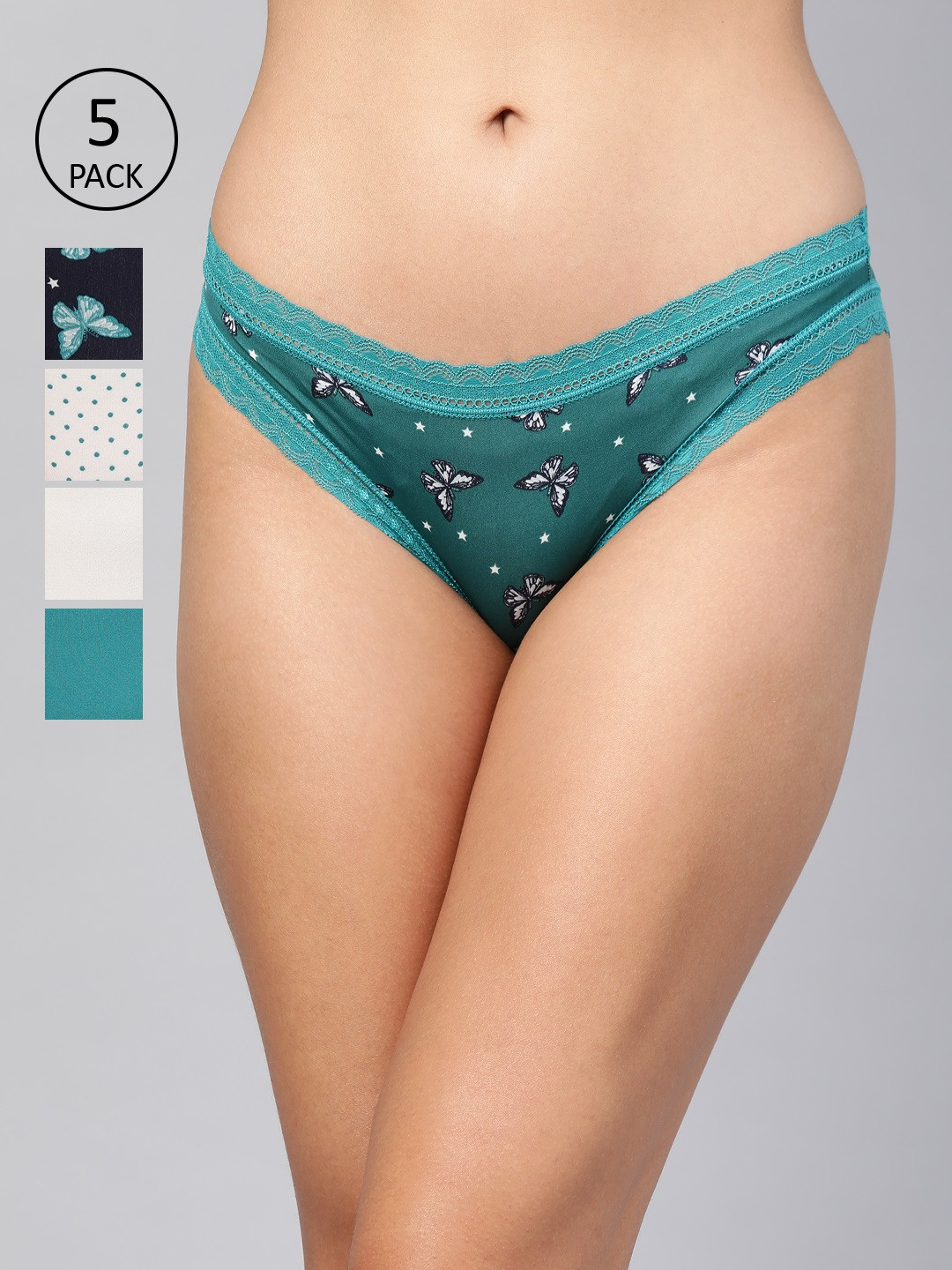 Buy Marks & Spencer Women Pack Of 5 Bikini Briefs T614060XFOREST GREEN