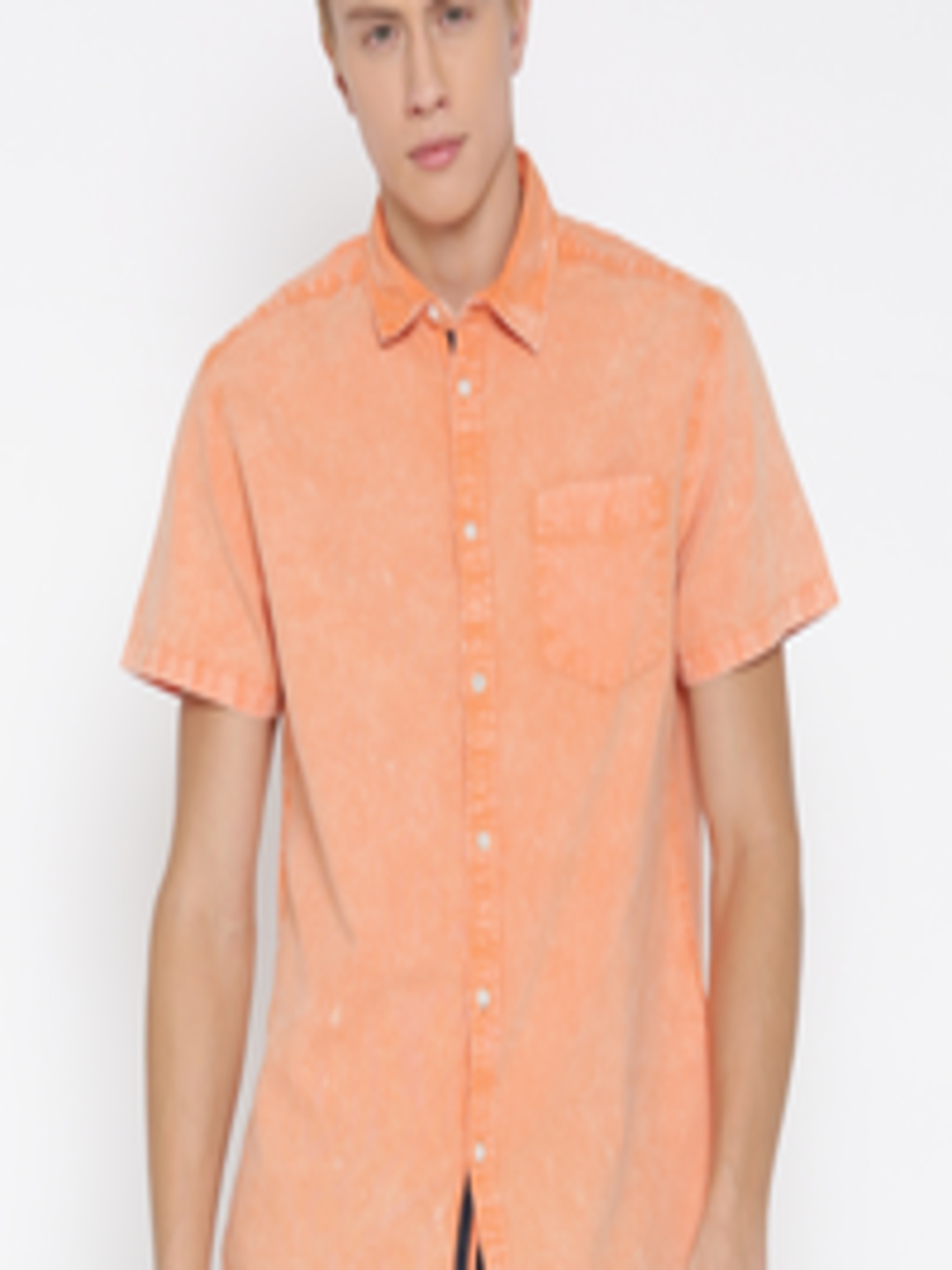 Buy Jack & Jones Orange Washed Slim Casual Shirt - Shirts for Men ...