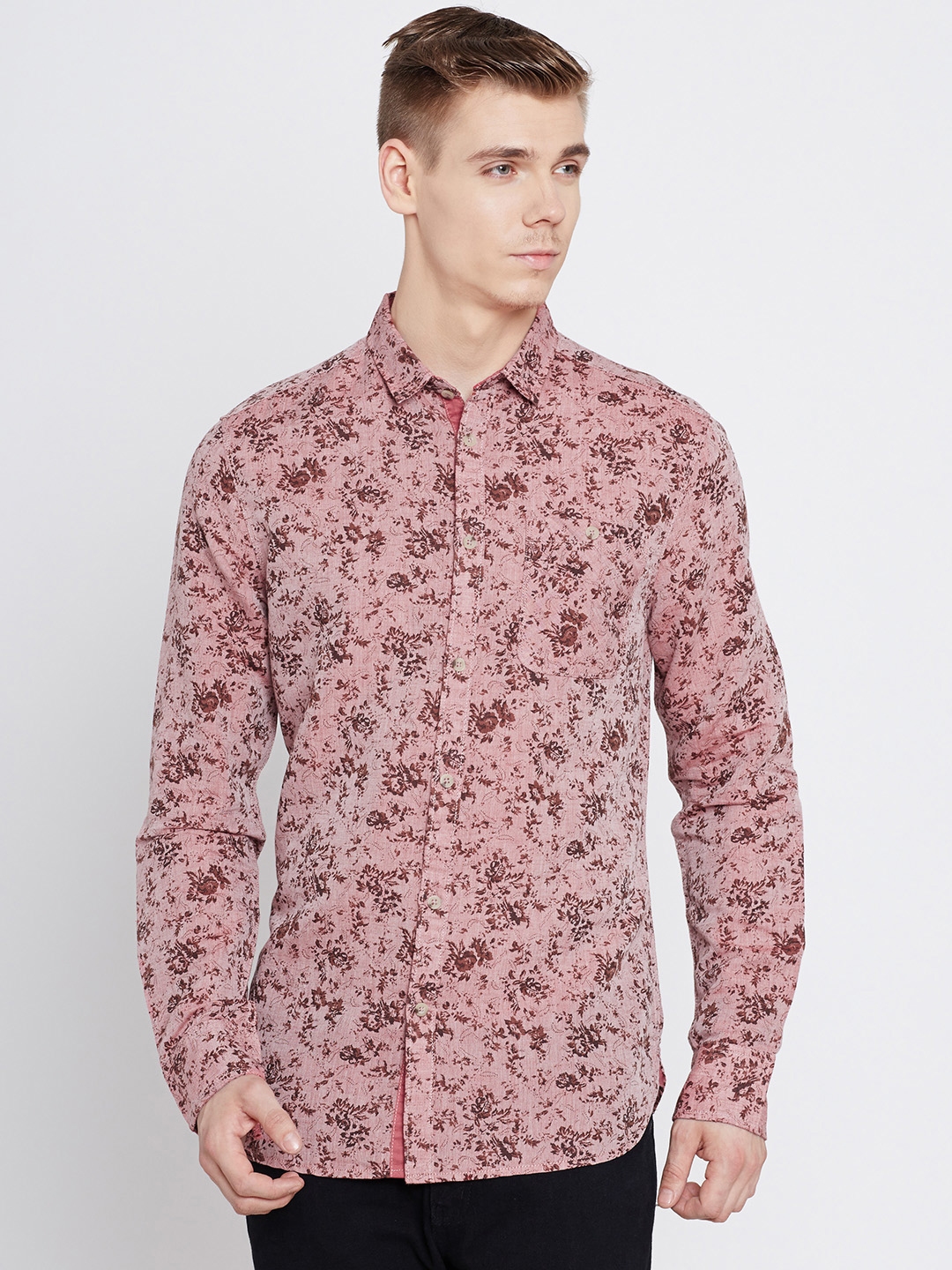 Buy Jack & Jones Pink Linen Printed Slim Casual Shirt - Shirts for Men ...