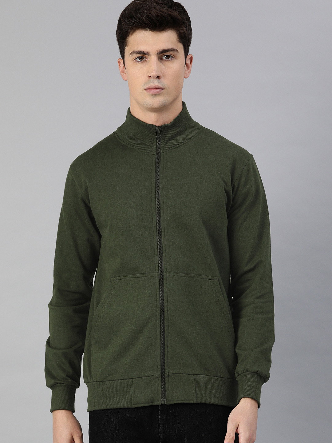 Buy UNSULLY Men Olive Green Solid Bomber Jackets for Men 13636802