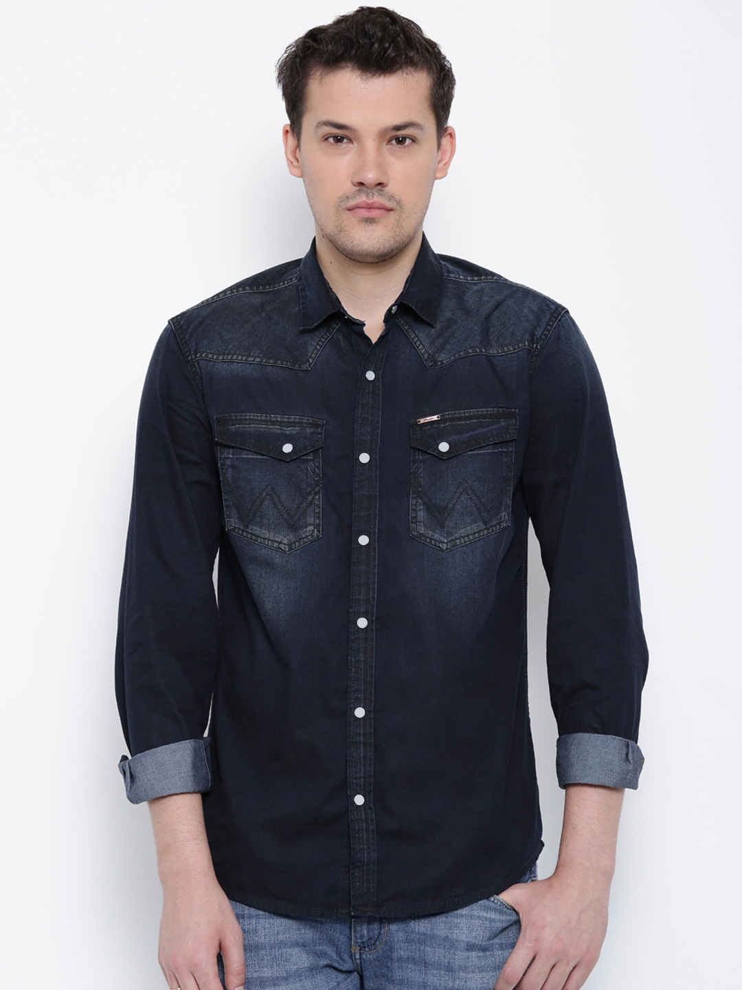Buy Wrangler Blue Denim Casual Shirt - Shirts for Men 1364022 | Myntra