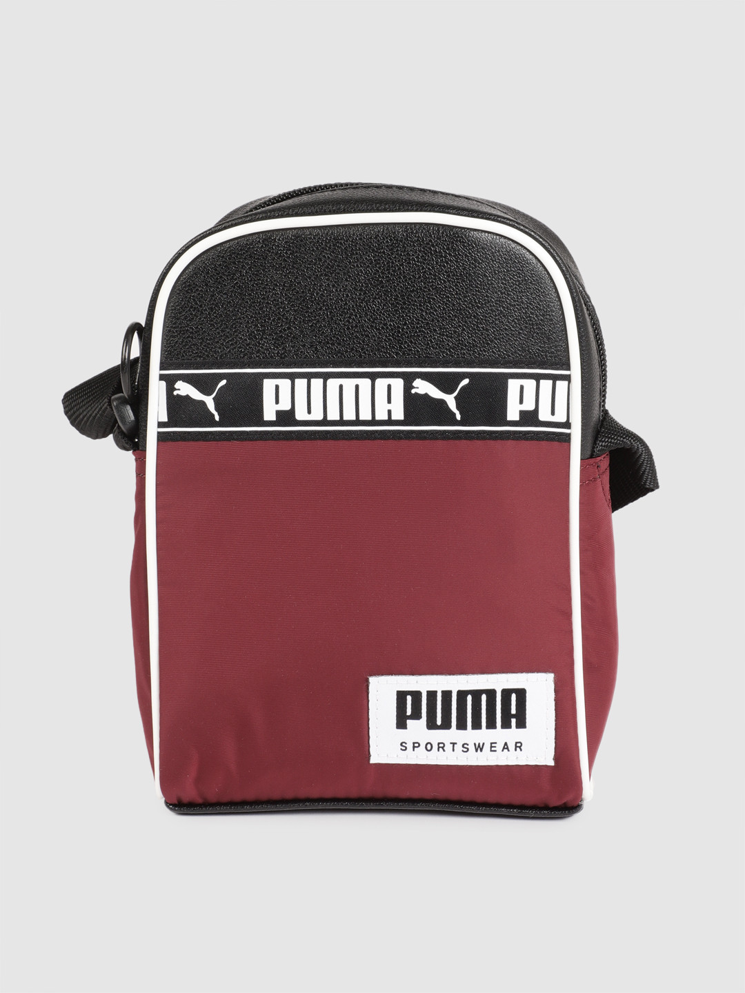 Buy Puma Maroon & Black Colourblocked Campus Compact Portable Sling Bag