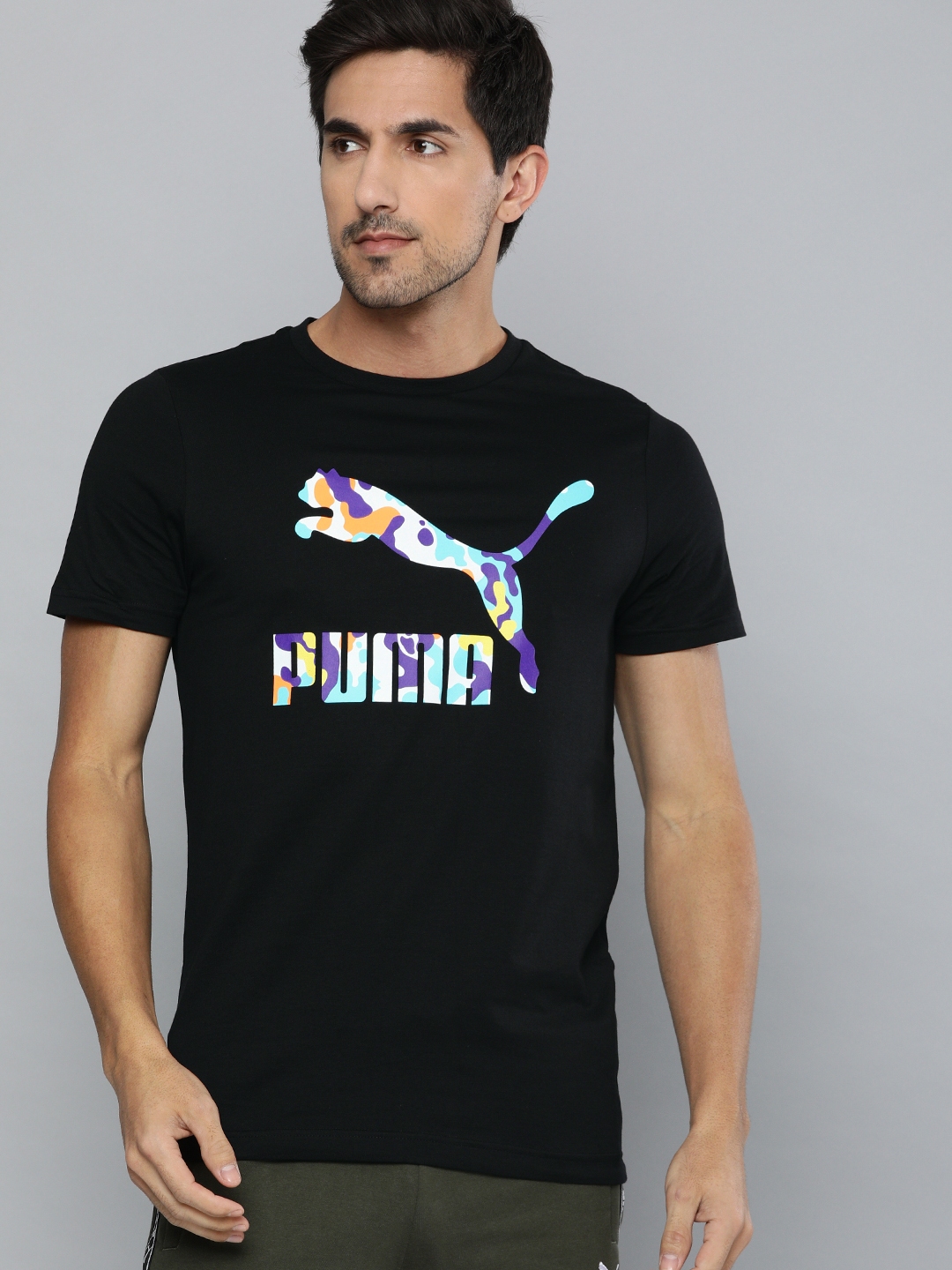 Buy Puma Men Black Brand Logo Print Pure Cotton Classics Graphics Infill Pure Cotton T Shirt 