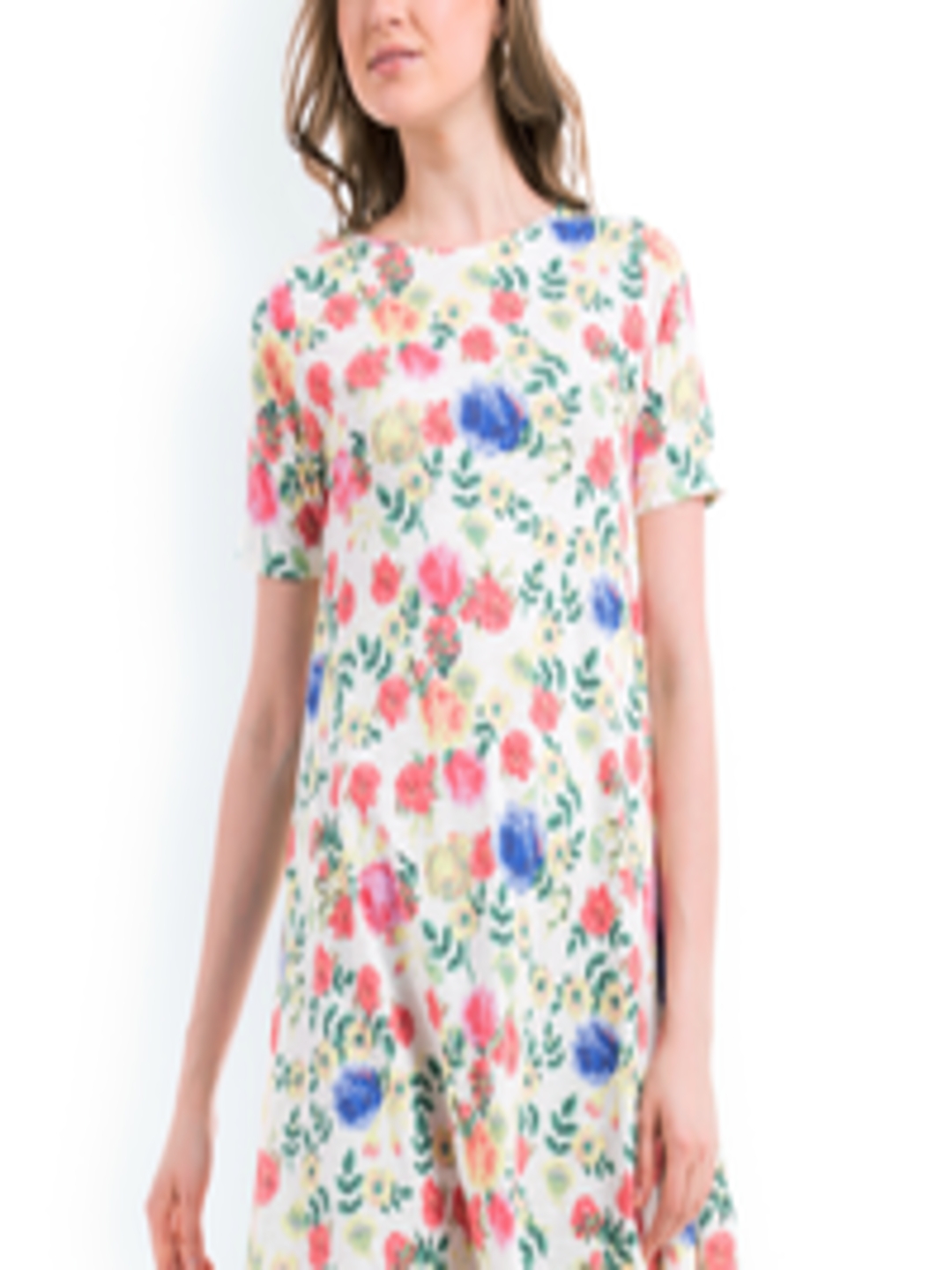 Buy SHUFFLE White Floral Print A Line Dress - Dresses for Women 1364382 ...