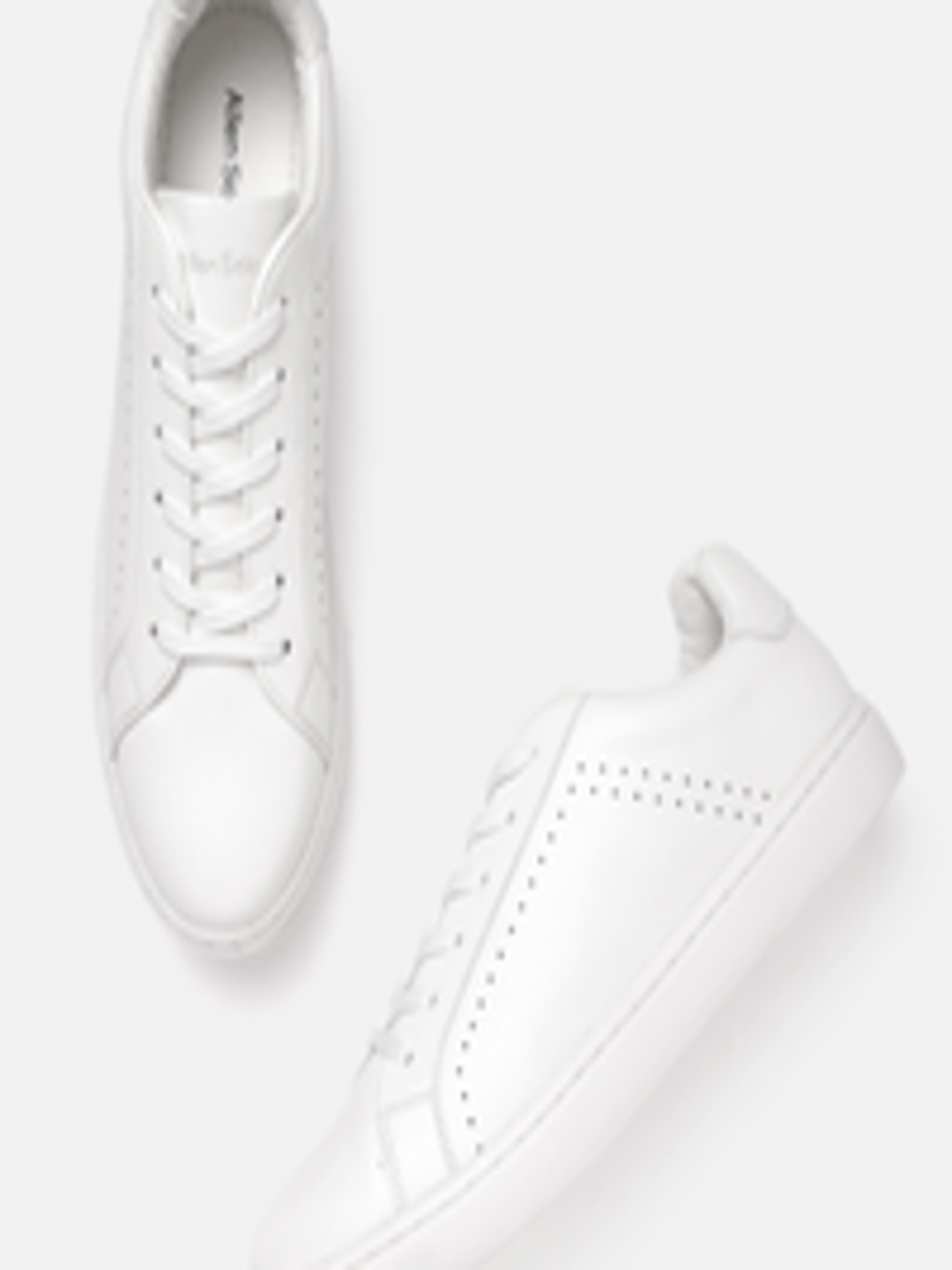 Buy Allen Solly Women White Solid Sneakers With Perforated Detail ...
