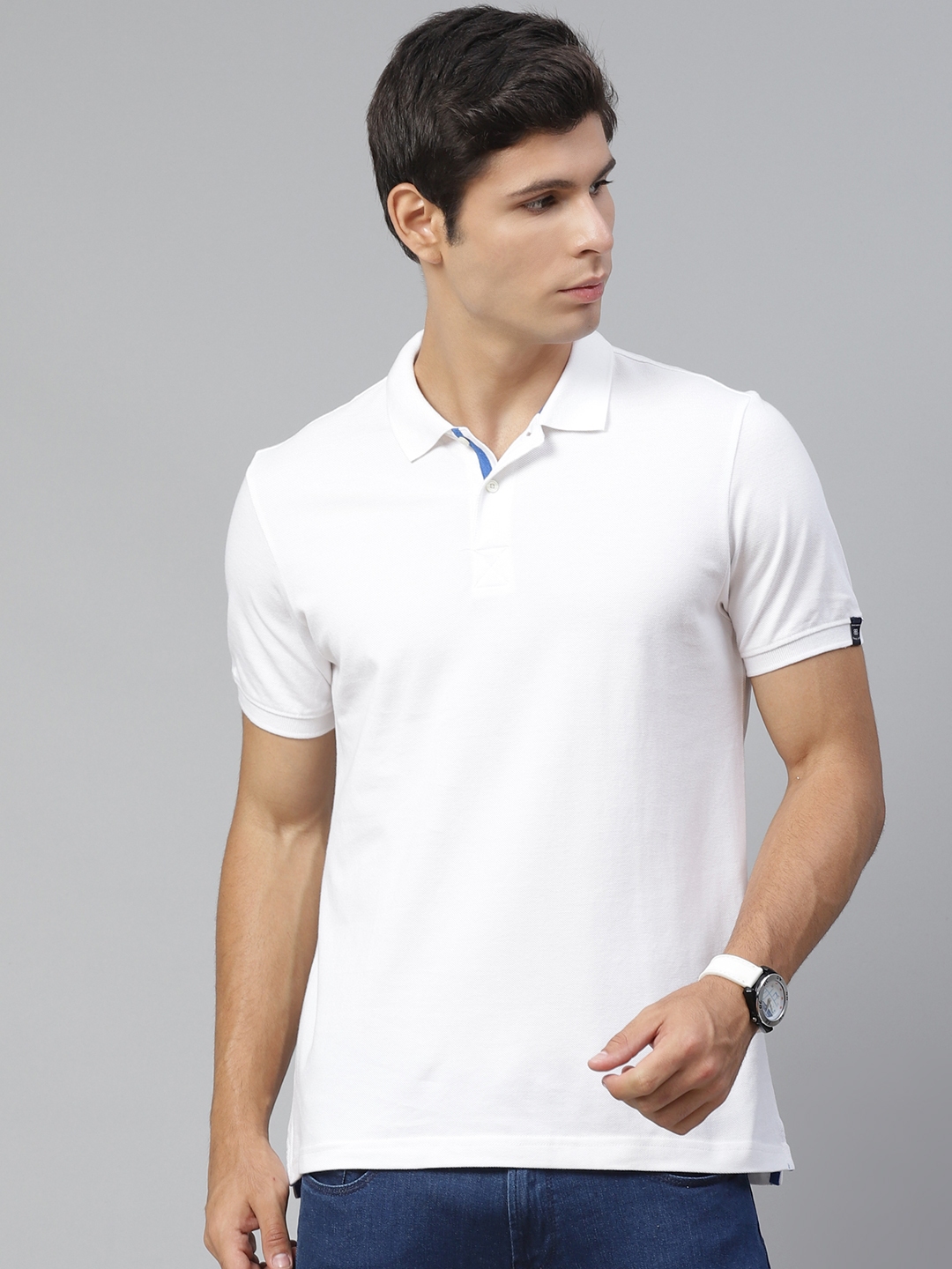 Buy Blackberrys Men White Solid Polo Collar T Shirt - Tshirts for Men ...
