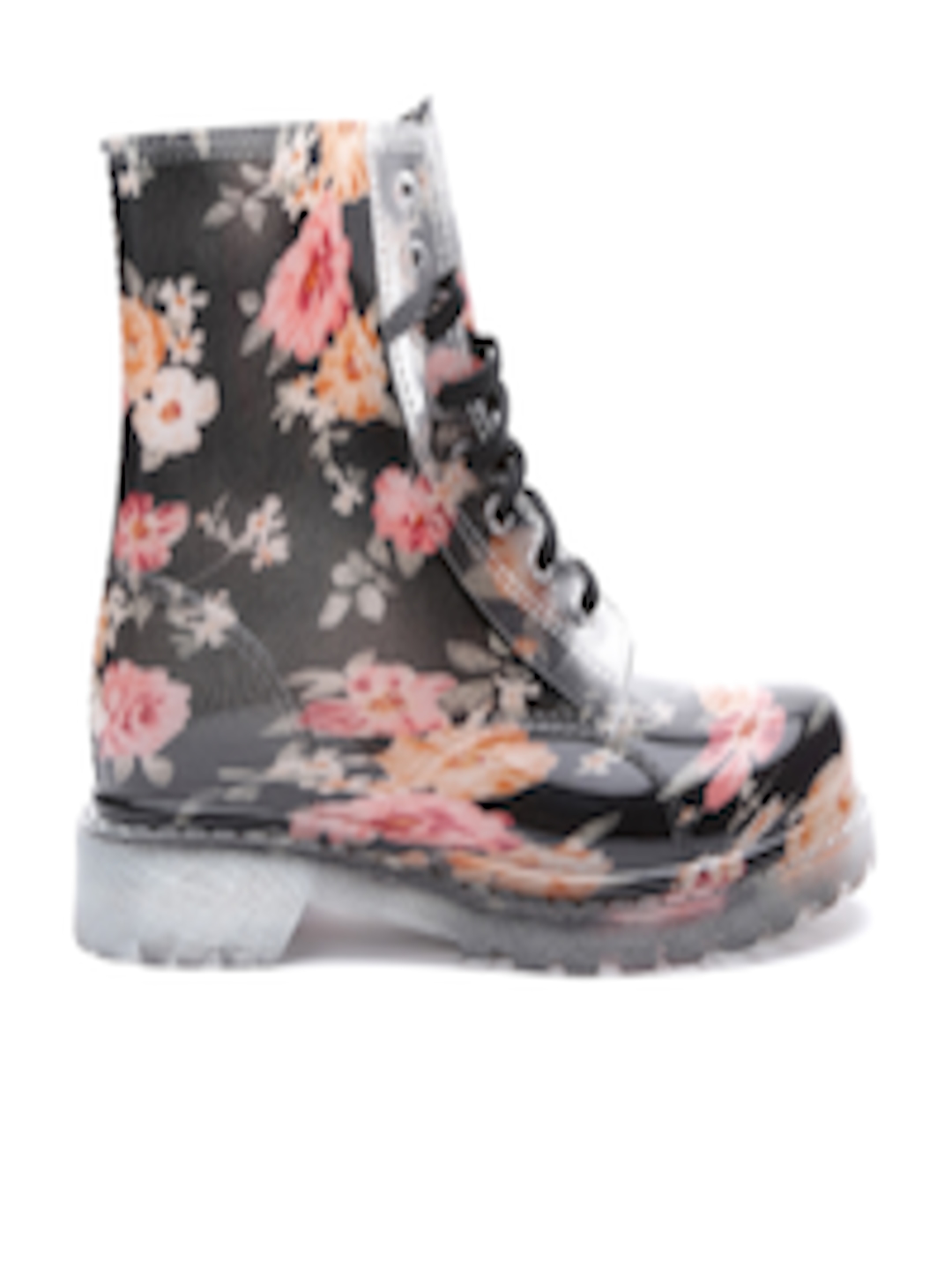 Buy FOREVER 21 Women Black Floral Print Boots - Boots for Women 1364801 ...
