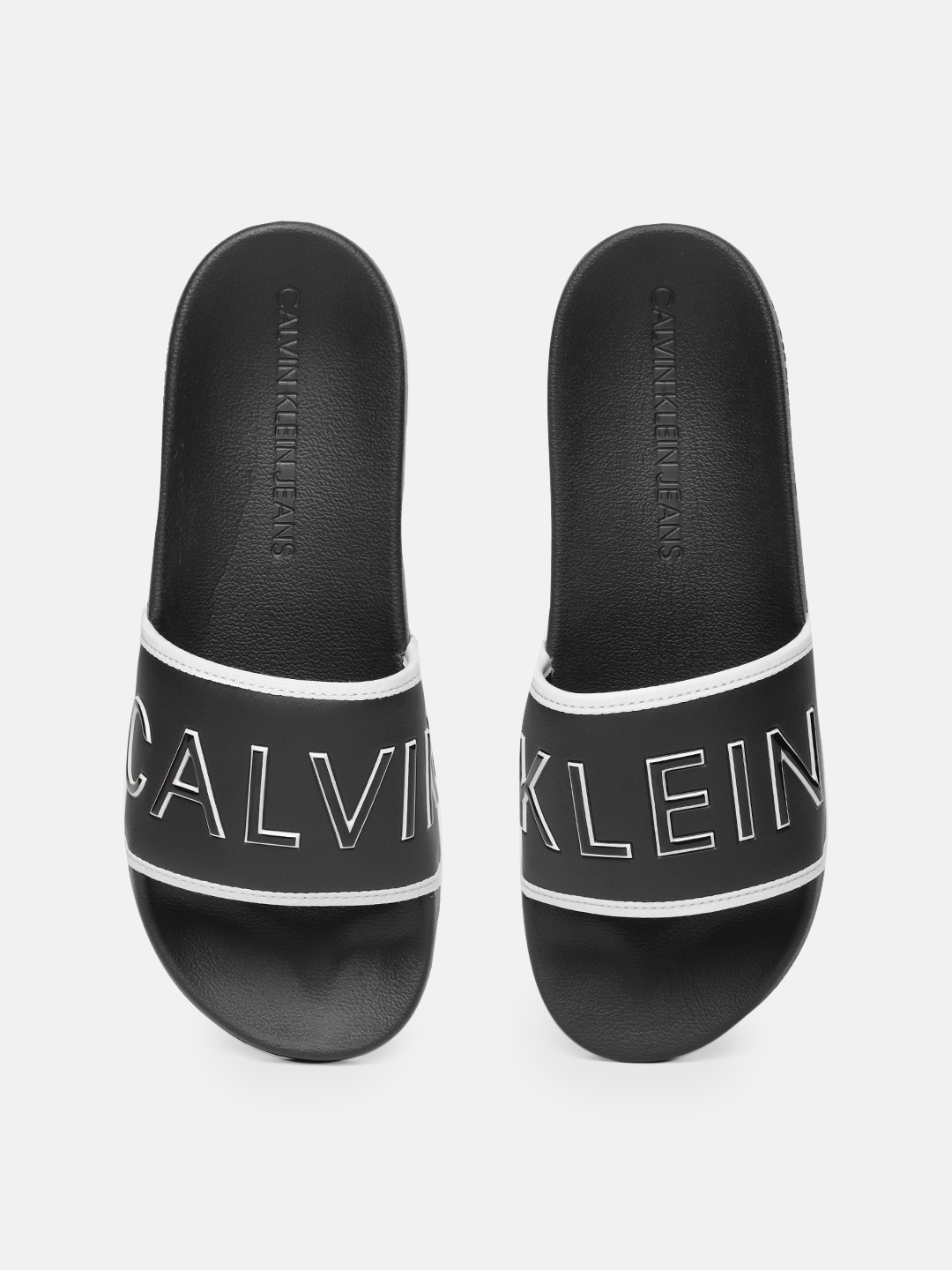 Buy Calvin Klein Men Black Brand Logo Printed Sliders - Flip Flops for ...