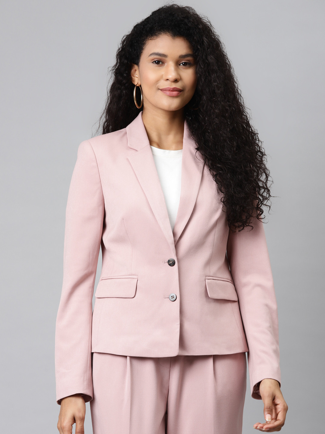 Buy Marks & Spencer Women Dusty Pink Sustainable Tailored Fit Single