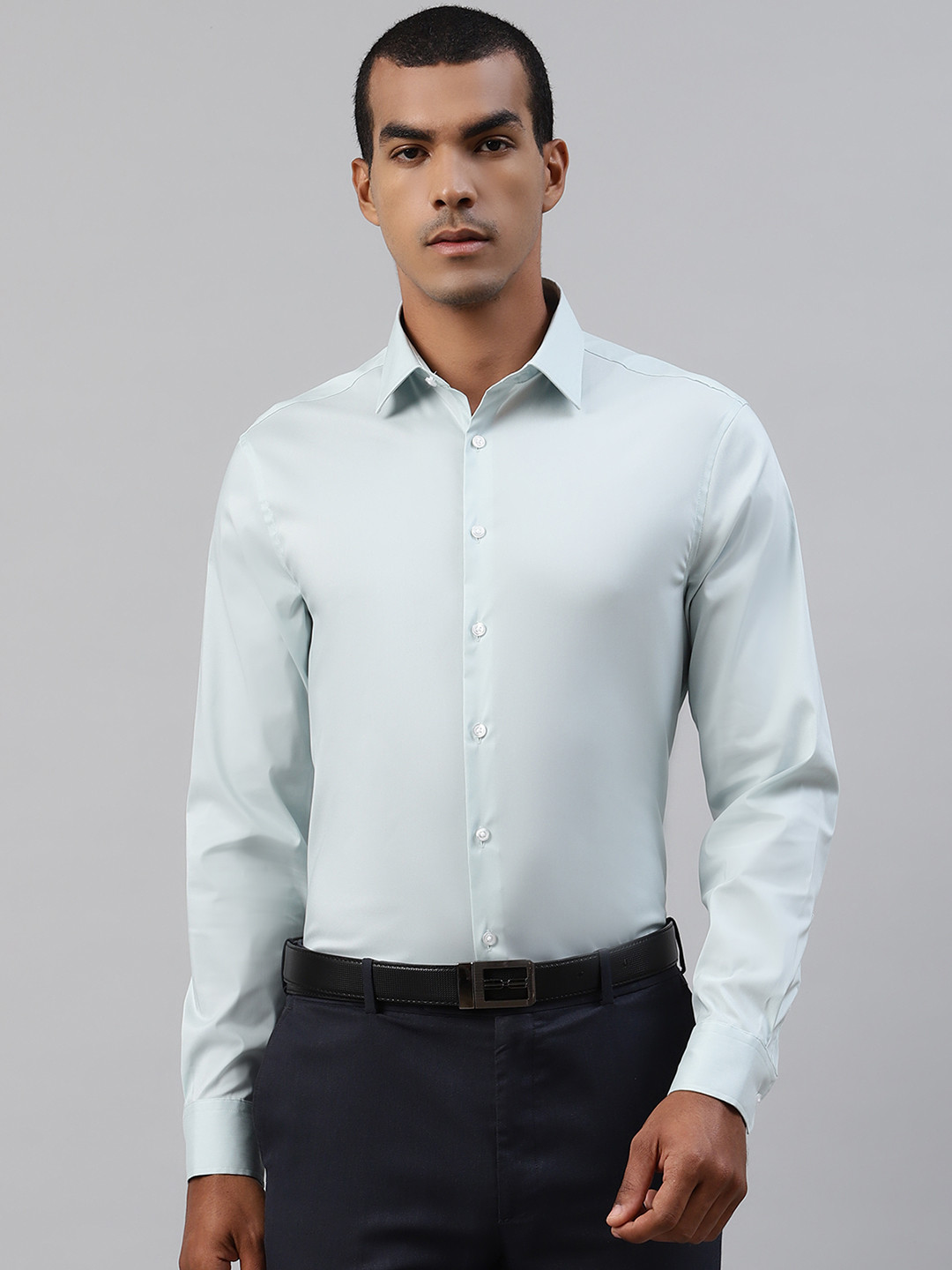 Buy Marks & Spencer Men Blue Slim Fit Solid Formal Shirt Shirts for