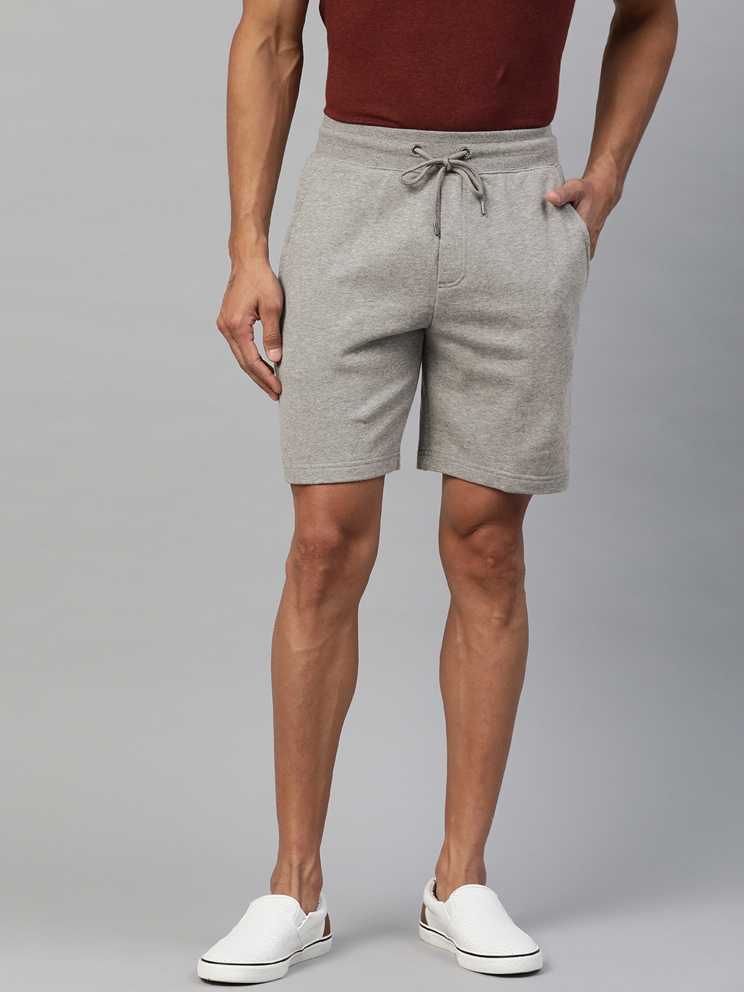 Buy Marks & Spencer Men Grey Pure Cotton Solid Regular Shorts - Shorts ...