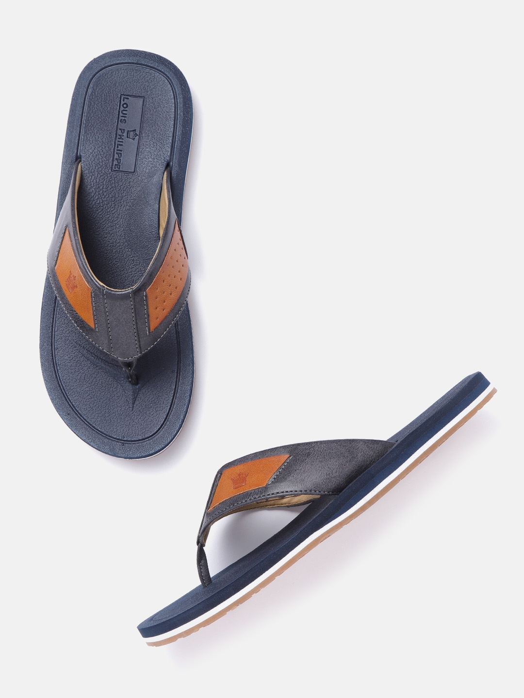 louis philippe men's leather sandals and floaters