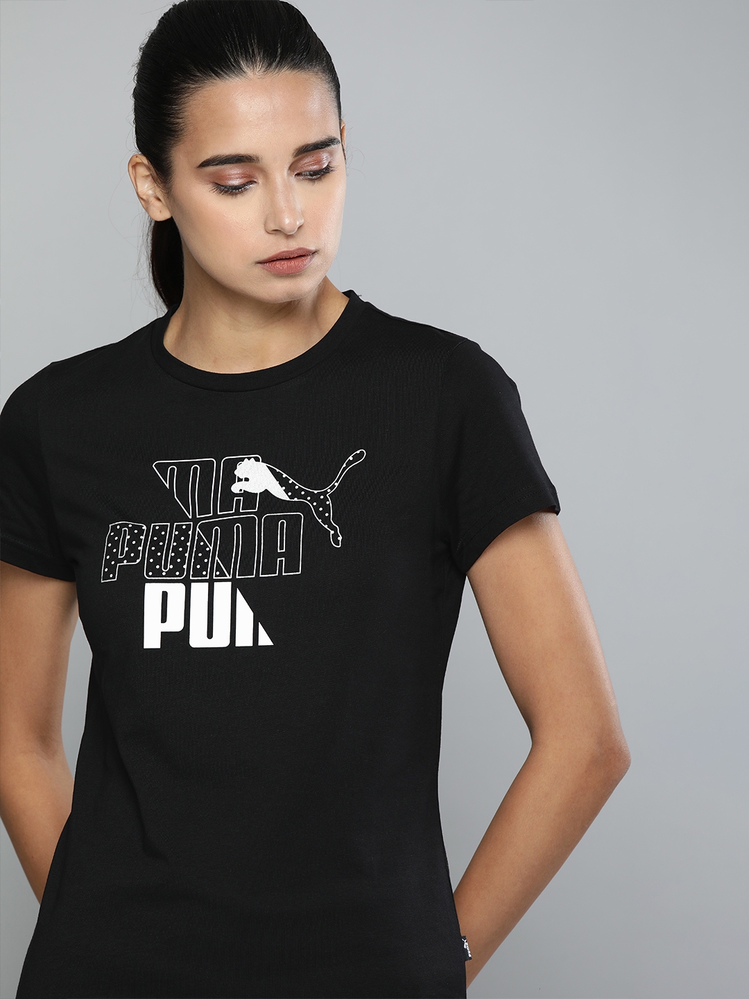 Buy Puma Women Black Printed Round Neck T Shirt - Tshirts for Women ...